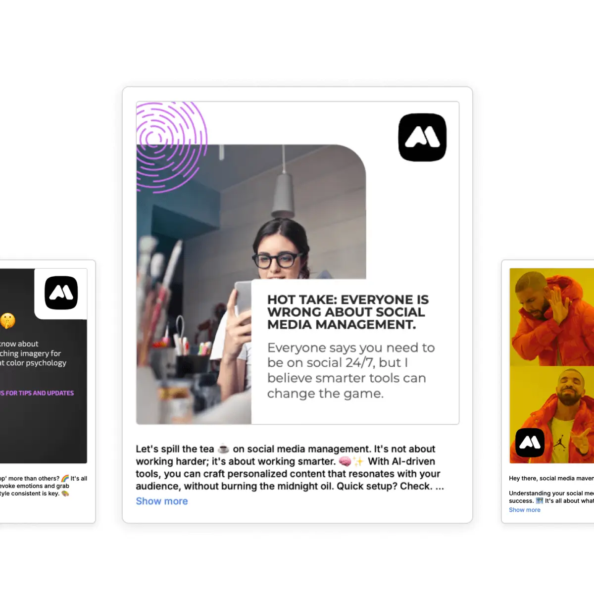 Social media post examples.